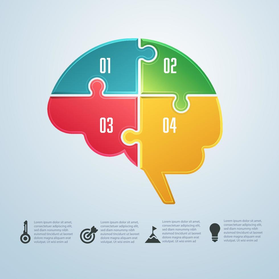 brain Puzzle infographics vector