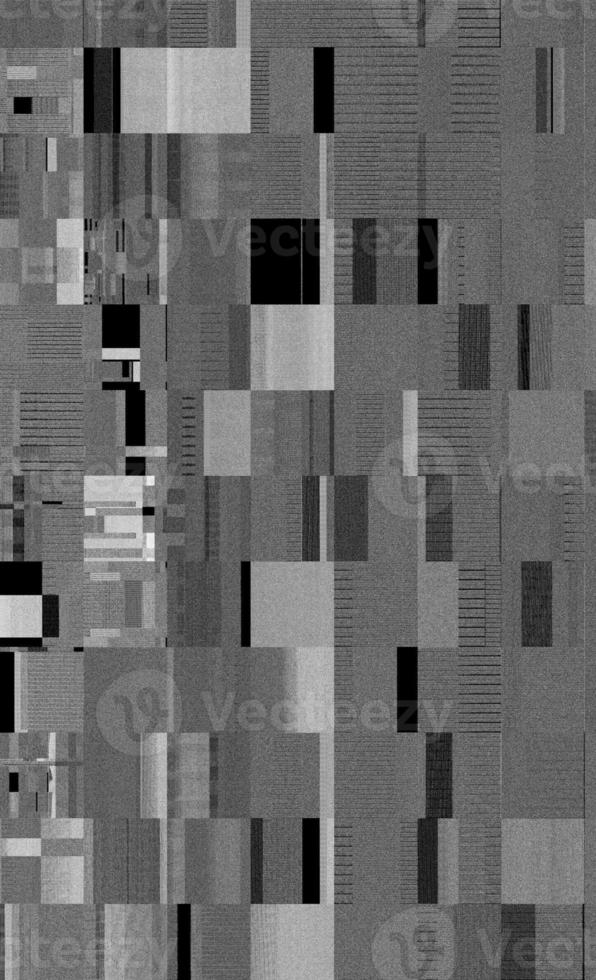 Abstract digital glitch background. Black and white pixels with noise. photo