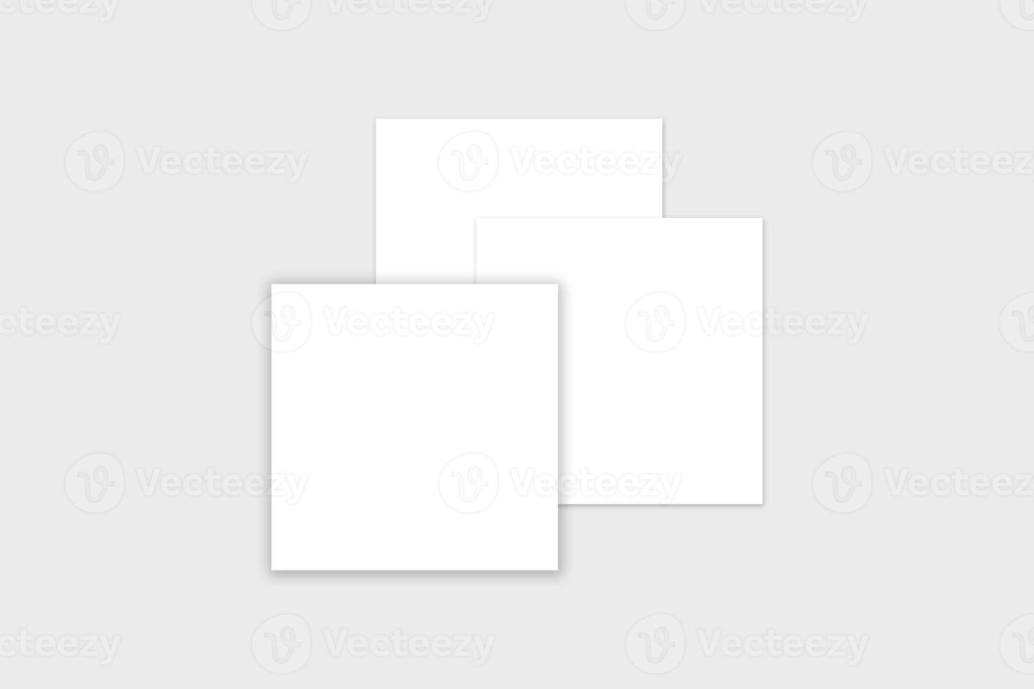 Three square sheets of paper templates for print, advertising, social networks, presentations. There is no color. Images with place for text. photo