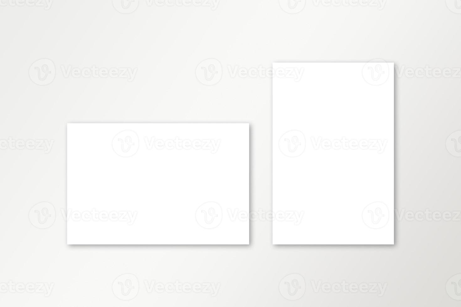 Two sheets of paper are symmetrically arranged. Templates for print, advertising, social networks, presentations. No color. photo