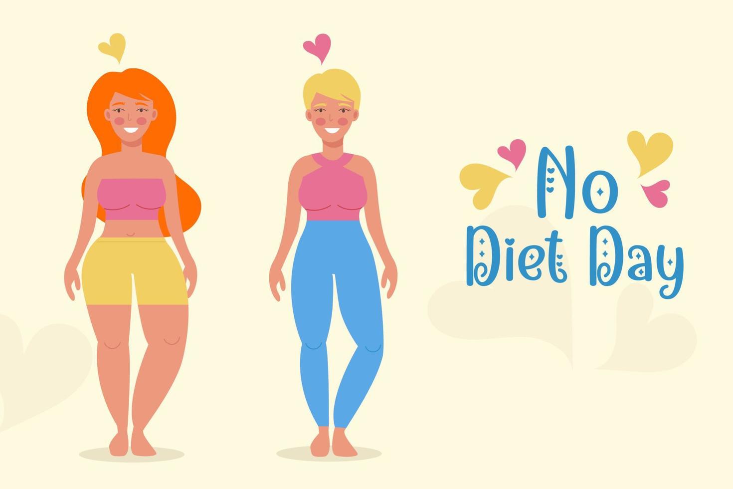 Different women by body composition. No Diet Day vector