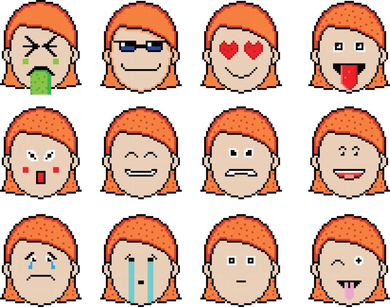 Pixel Art of Emoji Design, Express Yourself with Pixel Art Emoji Designs vector