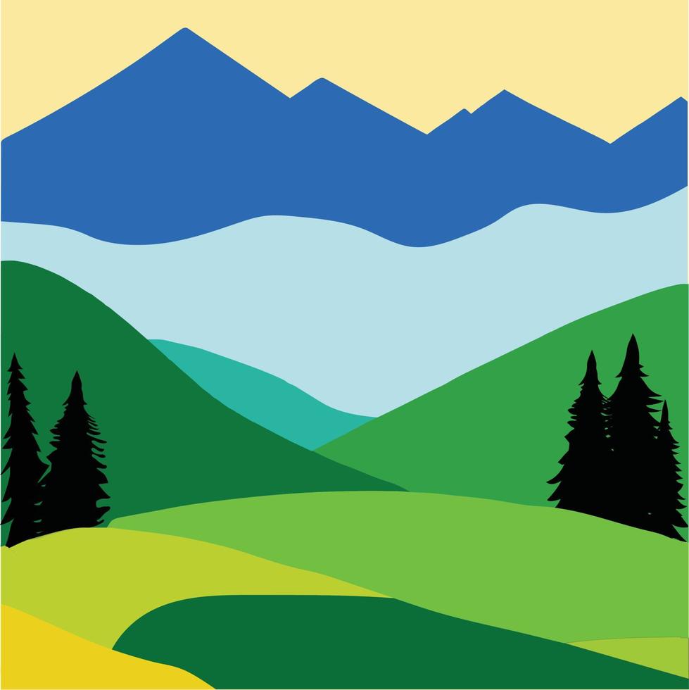Rural hills landscape vector