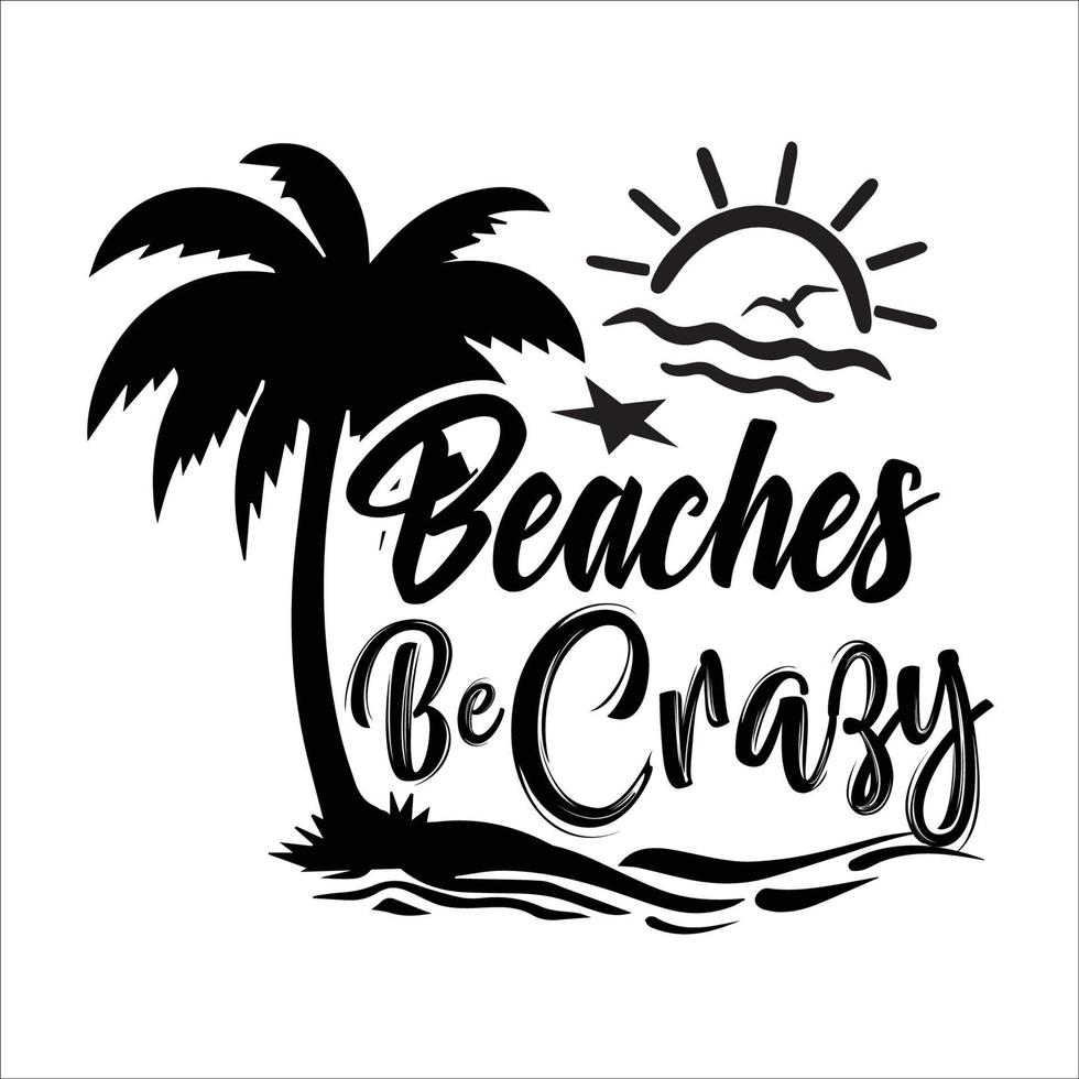 Beach quote typography design cut file and bundle for t-shirt, cards, frame artwork, bags, mugs, stickers, tumblers, phone cases, print etc. vector