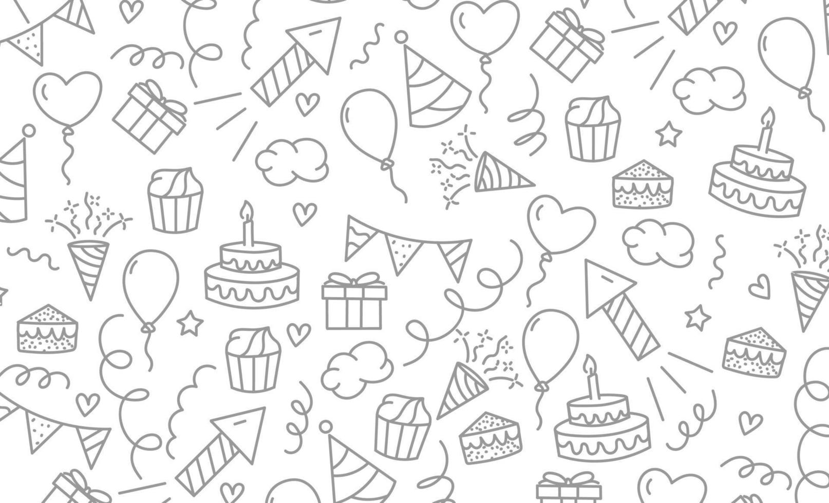 birthday theme hand drawn background vector