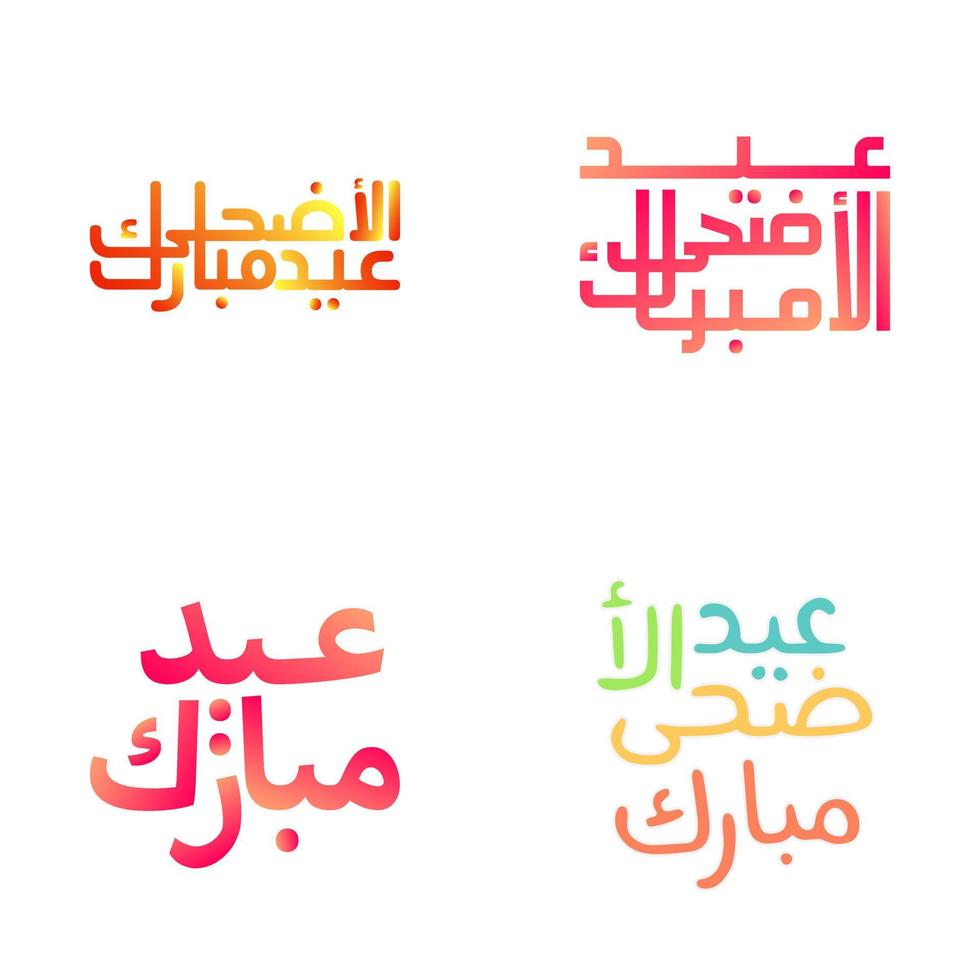 Arabic Calligraphy Typography Set for Eid Mubarak and Ramadan vector
