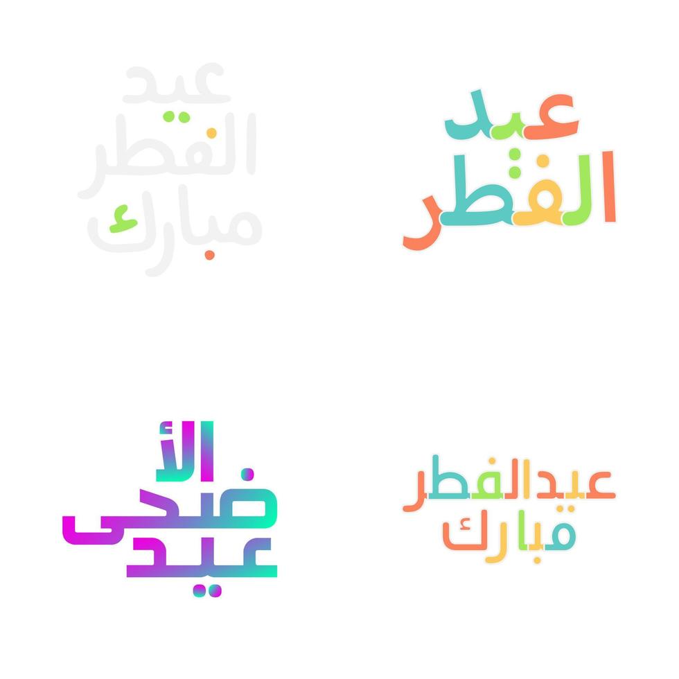 Celebratory Eid Mubarak Vector Set with Classic Calligraphy