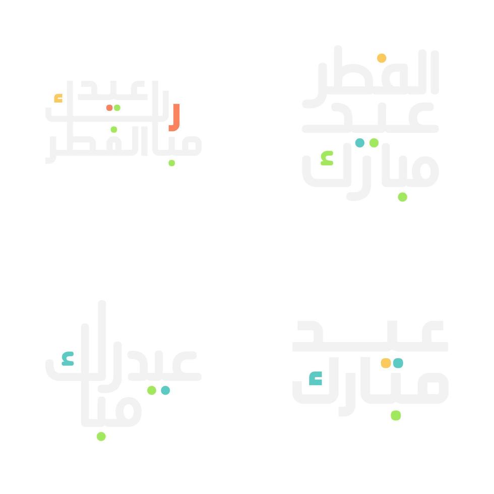 Artistic Eid Mubarak Greetings with Colorful Calligraphy vector