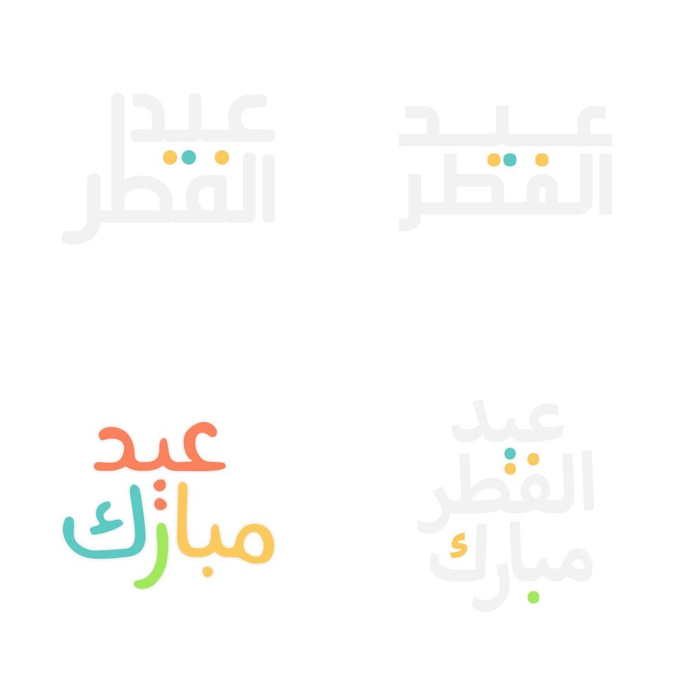 Vector Eid Mubarak Calligraphy Illustrations for Muslim Holidays