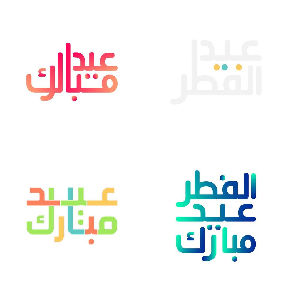 Elegant Eid Mubarak Vector Set with Traditional Arabic Script