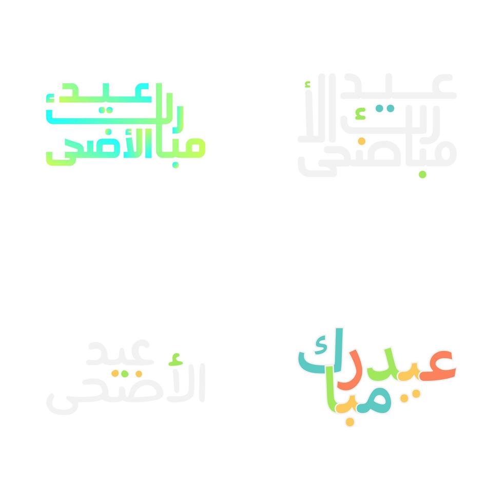 Vector Eid Mubarak Greeting Cards with Traditional Calligraphy