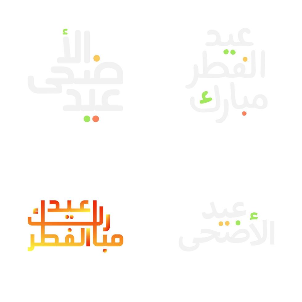 artístico eid Mubarak saludos con vistoso caligrafía vector