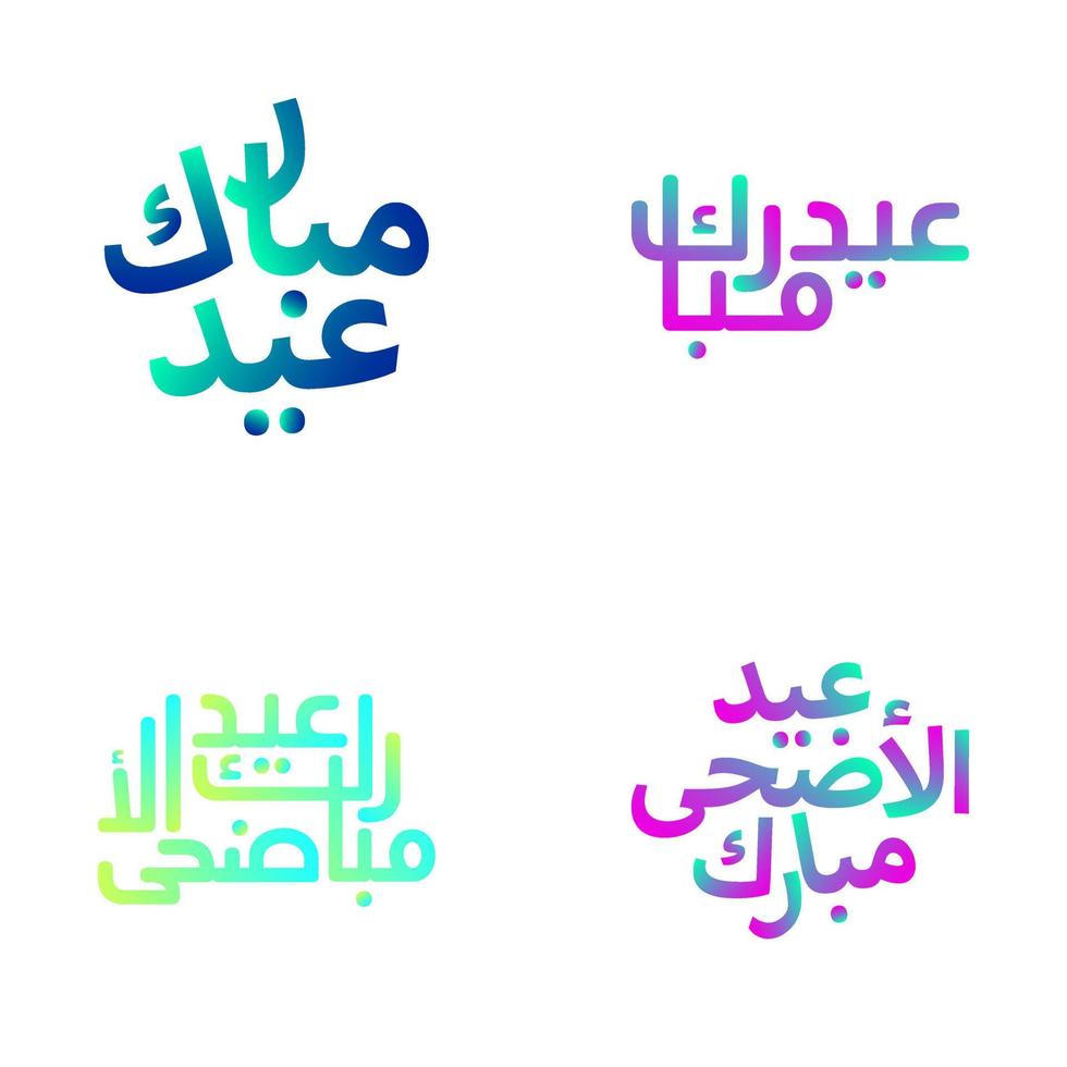 elegante eid Mubarak letras colección en Arábica guión vector