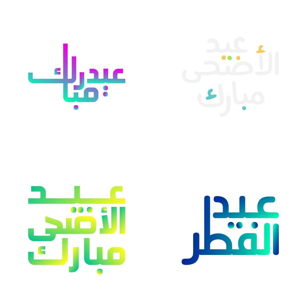 Eid Mubarak Typography Set with Elegant Arabic Calligraphy vector