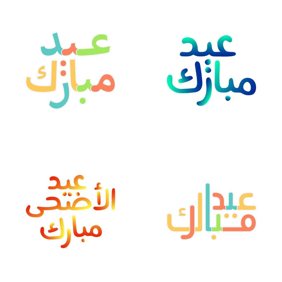 contento eid Mubarak saludo tarjetas con tradicional Arábica caligrafía vector