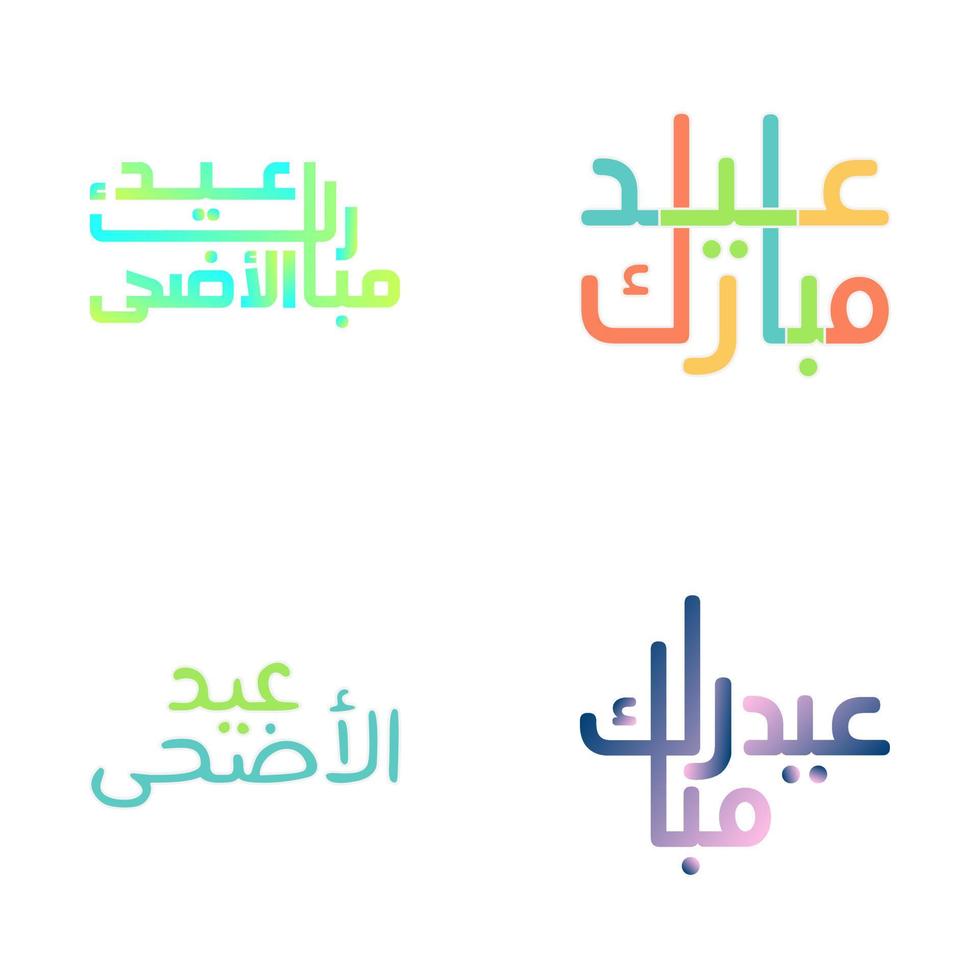 Eid Mubarak Typography Set with Festive Arabic Calligraphy vector