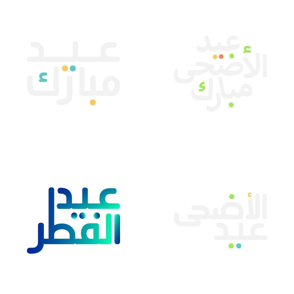 Vector Eid Mubarak Calligraphy Illustrations for Muslim Holidays