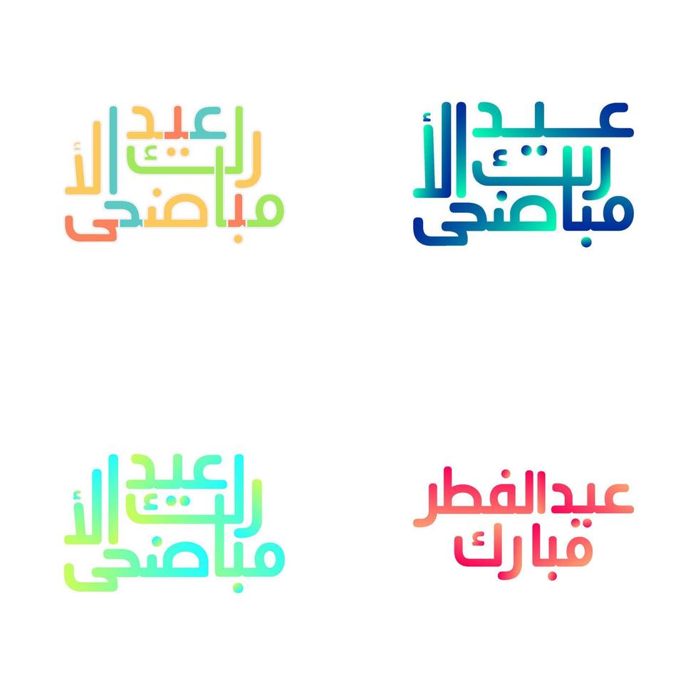 Eid Mubarak Emblem Set with Elegant Brush Style Lettering vector