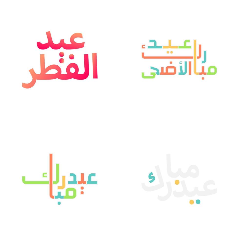 Elegant Eid Mubarak Vector Set with Traditional Arabic Script