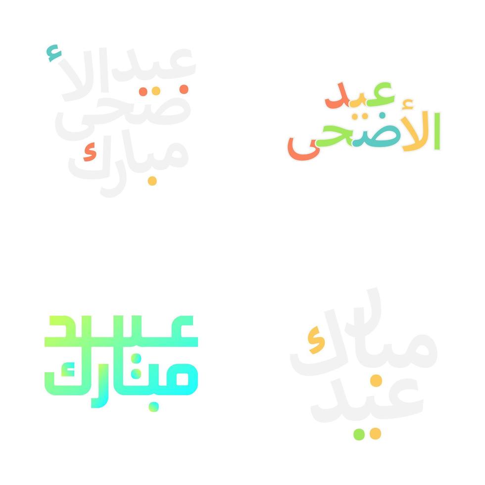 tradicional eid Mubarak caligrafía vector paquete para saludo tarjetas