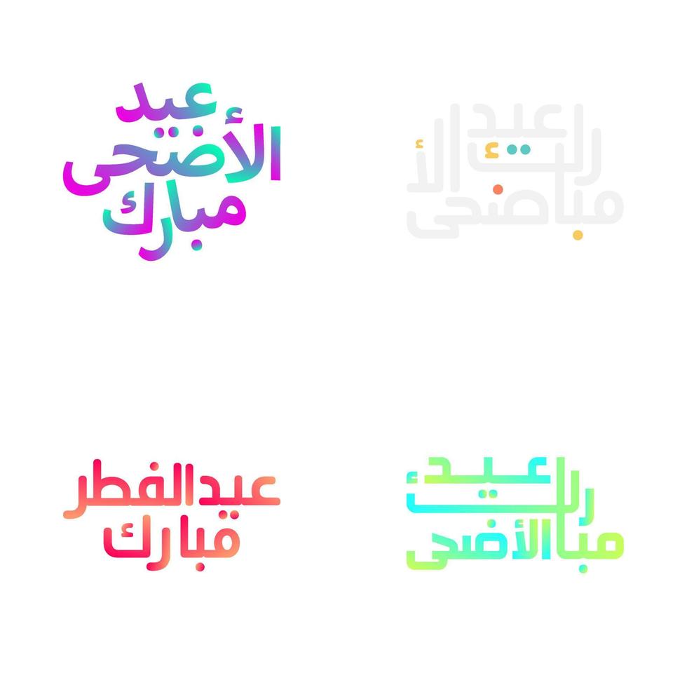 Eid Mubarak Brush Style Lettering Set for Muslim Festivals vector