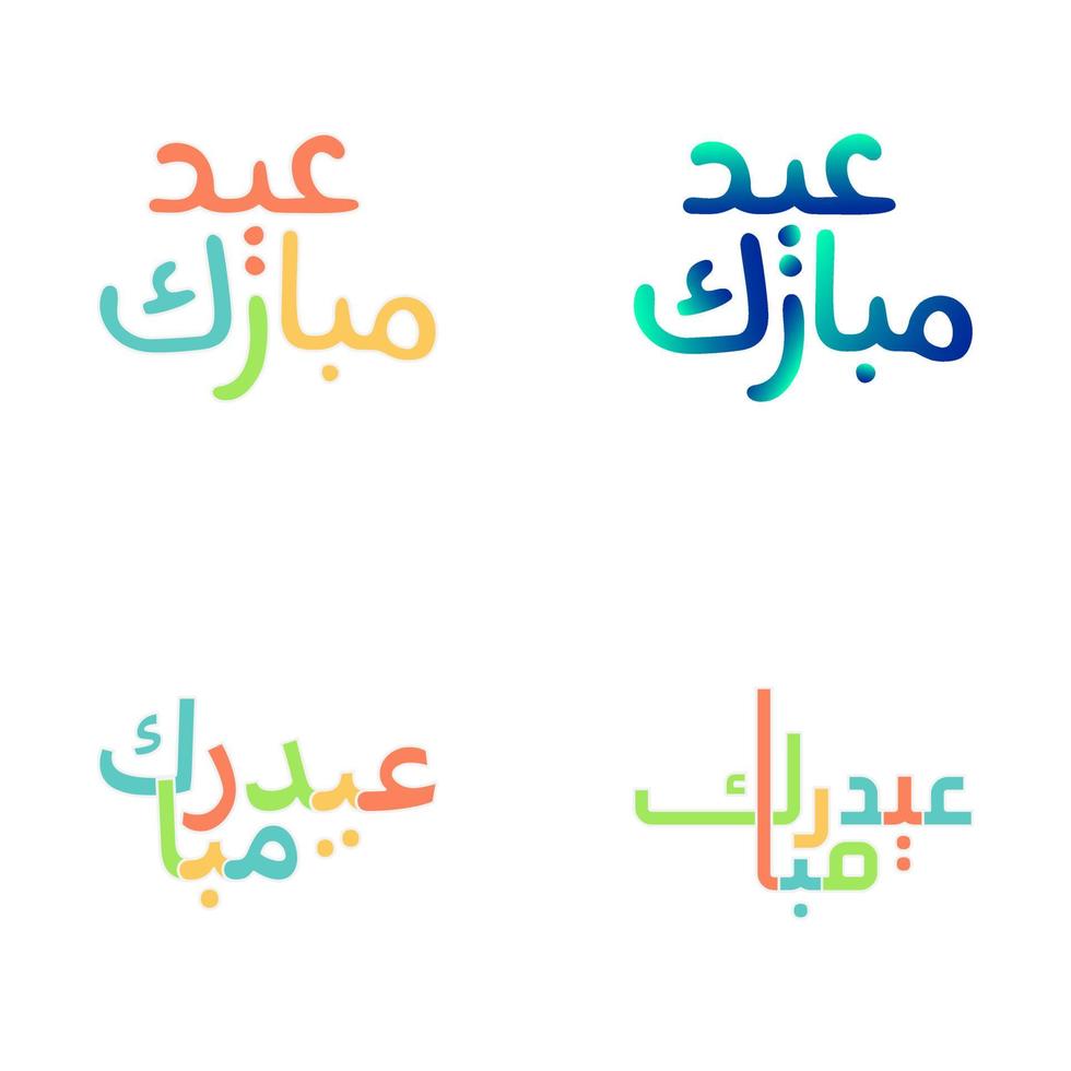 Artistic Eid Mubarak Greetings with Colorful Calligraphy vector