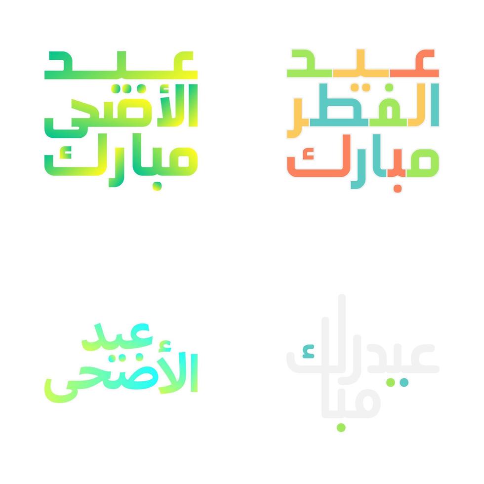 Contemporary Eid Mubarak Typography Set in Vector Format