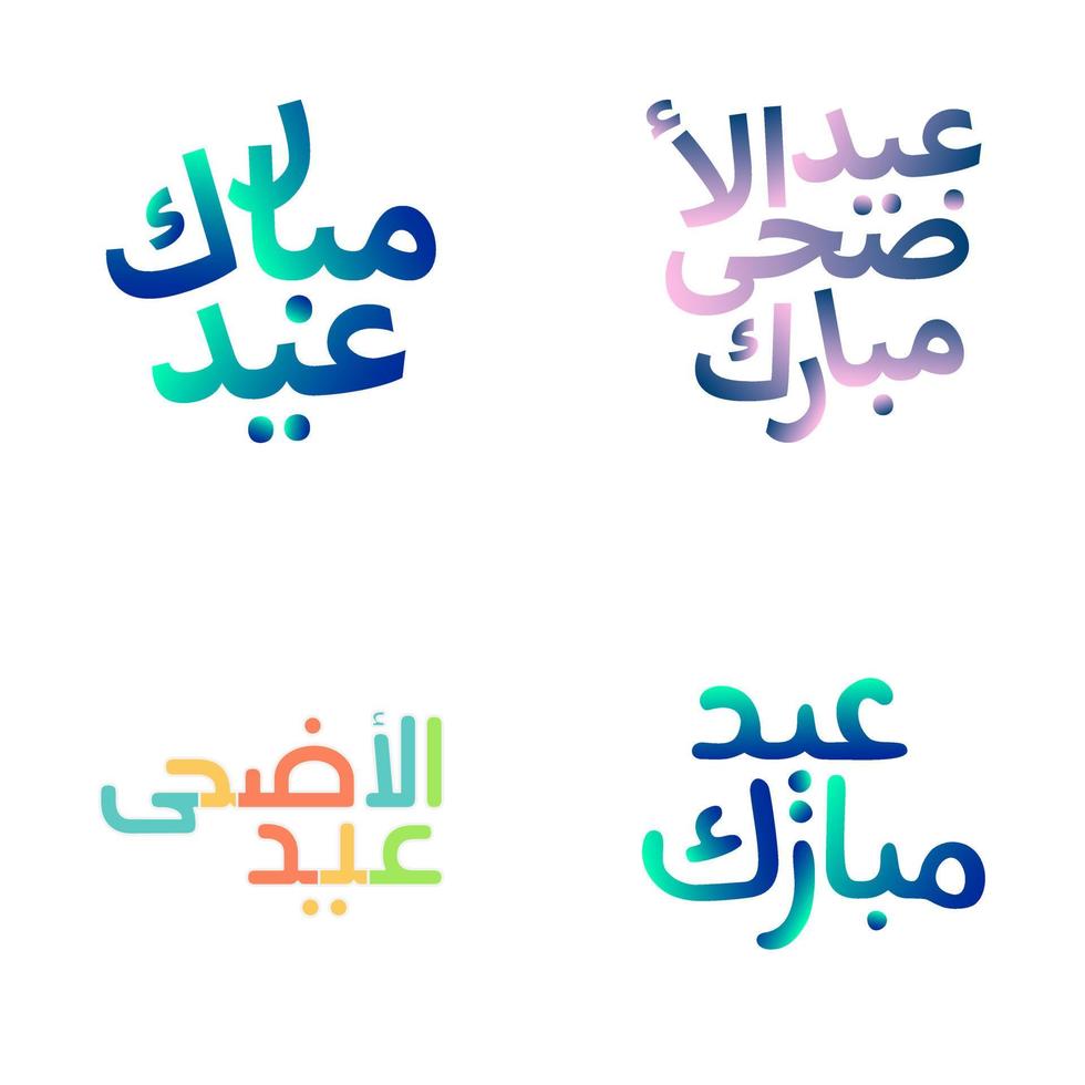 contento eid Mubarak saludo tarjetas con tradicional Arábica caligrafía vector