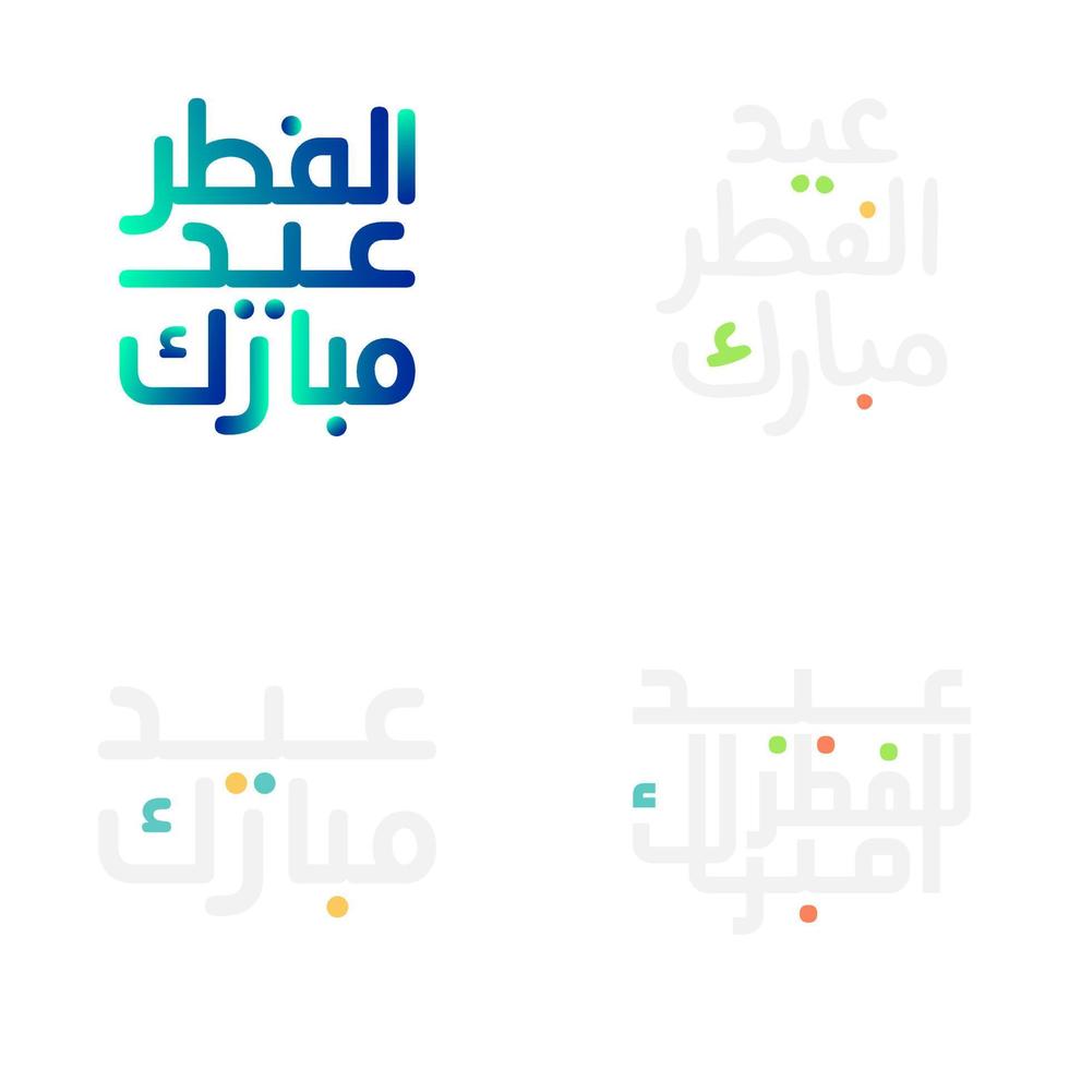 Contemporary Eid Mubarak Typography Set in Vector Format