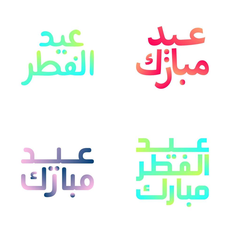 Arábica caligrafía vector conjunto para eid kum Mubarak saludos