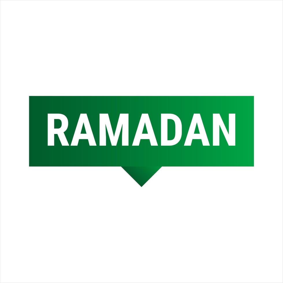 Ramadan Kareem Dark Green Vector Callout Banner with Moon and Arabic Typography