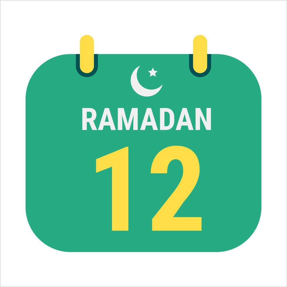 12th Ramadan Celebrate with White and Golden Crescent Moons. and English Ramadan Text. vector