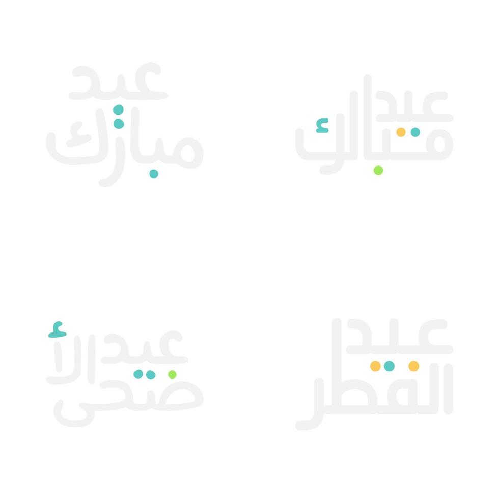 Beautiful Eid Mubarak Vector Illustrations with Arabic Calligraphy