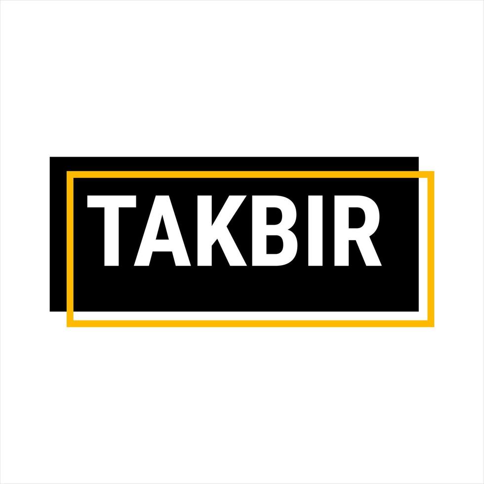 Takbir Allahu Akbar Black Vector Callout Banner with Call to Prayer for Ramadan