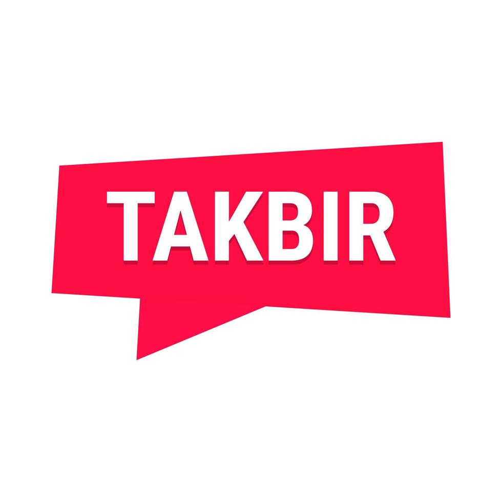 Takbir Allahu Akbar Red Vector Callout Banner with Call to Prayer for Ramadan