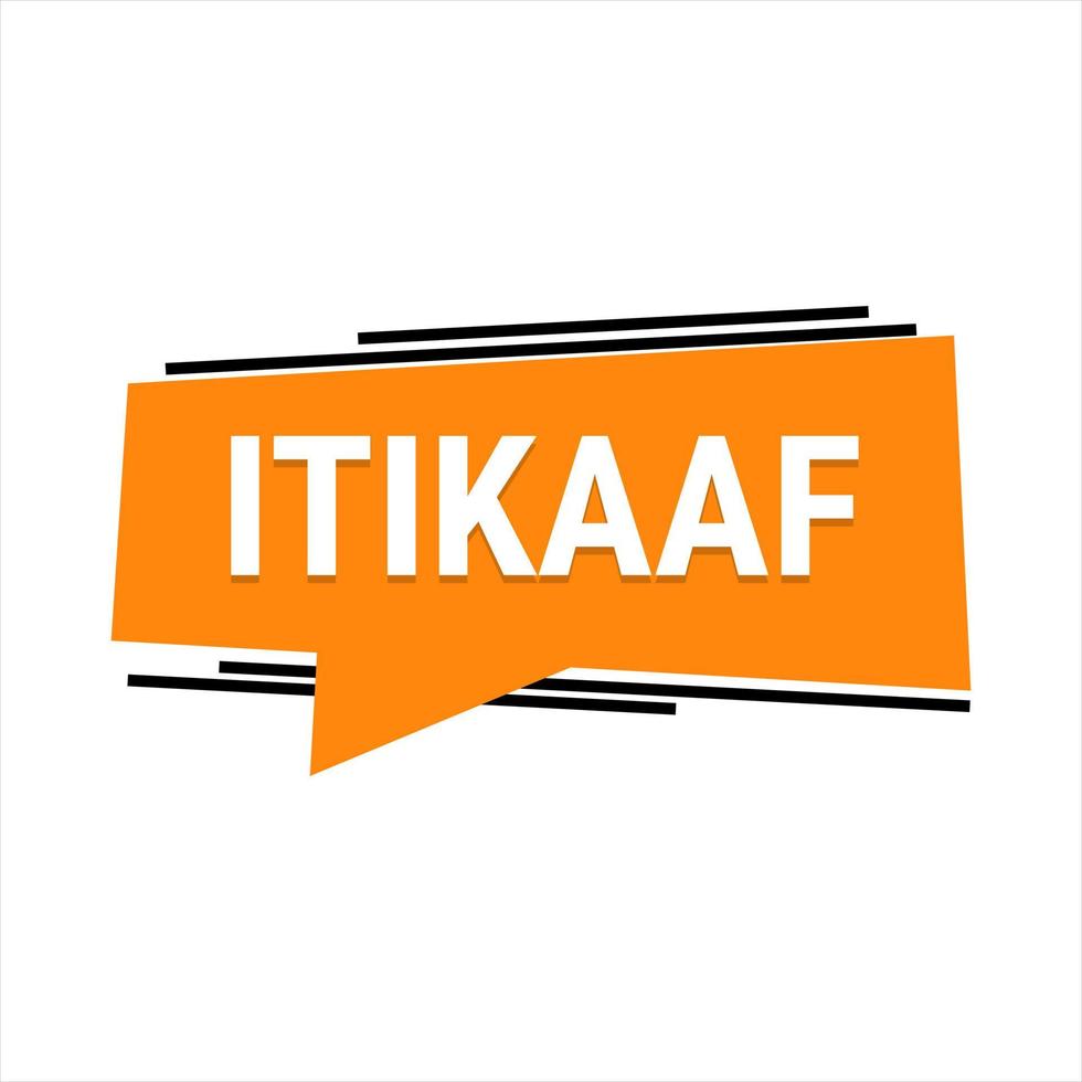 Itikaaf Orange Vector Callout Banner with Information on Donations and Seclusion During Ramadan