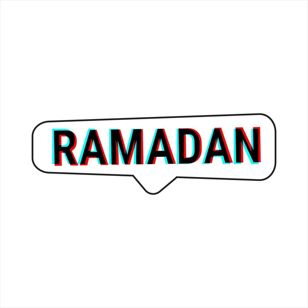 Ramadan Kareem White Vector Callout Banner with Moon and Arabic Typography