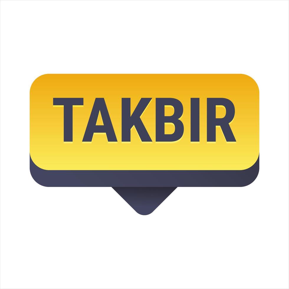 Takbir Allahu Akbar Yellow Vector Callout Banner with Call to Prayer for Ramadan