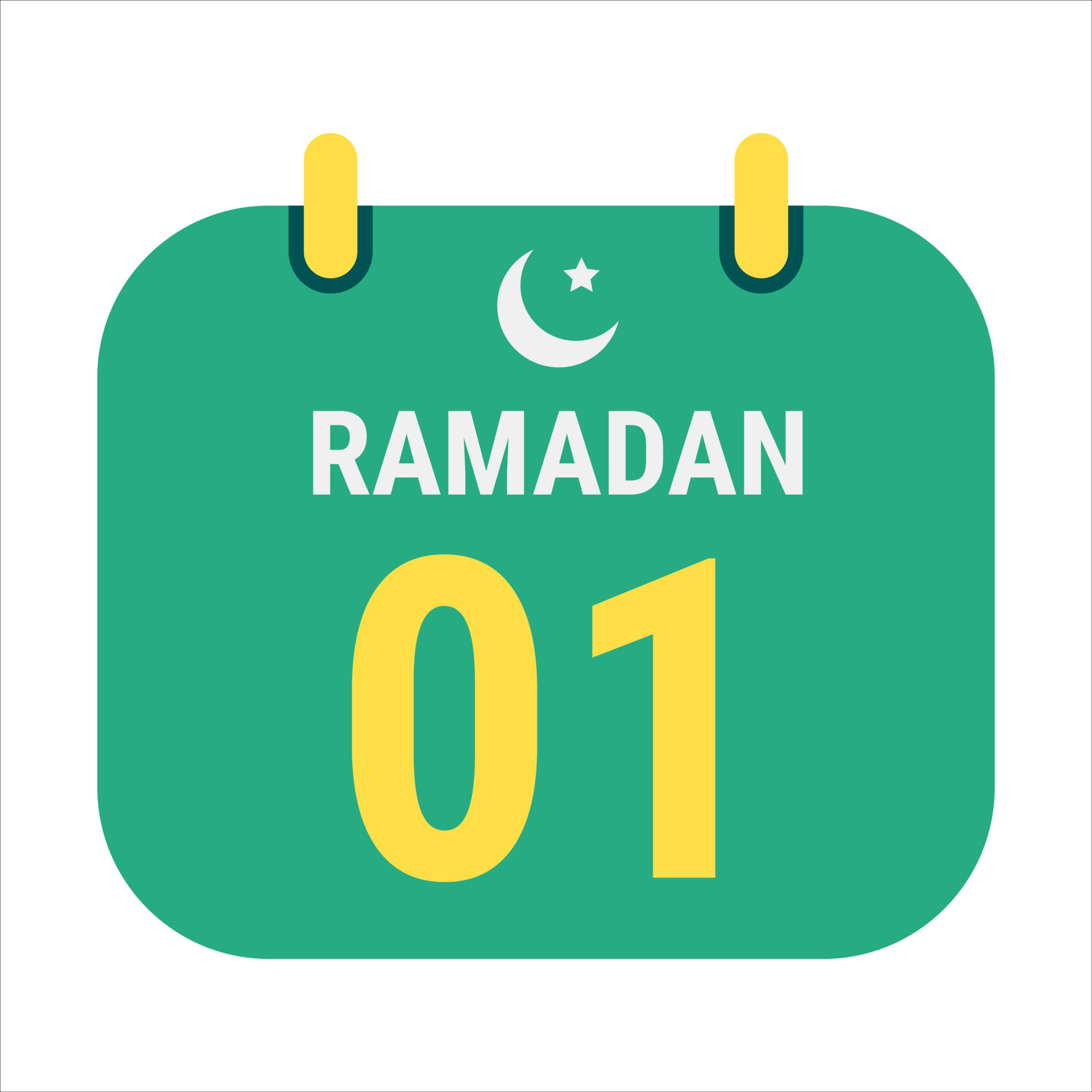 Countdown to 1st Ramadan Celebrate with White and Golden Crescent Moons