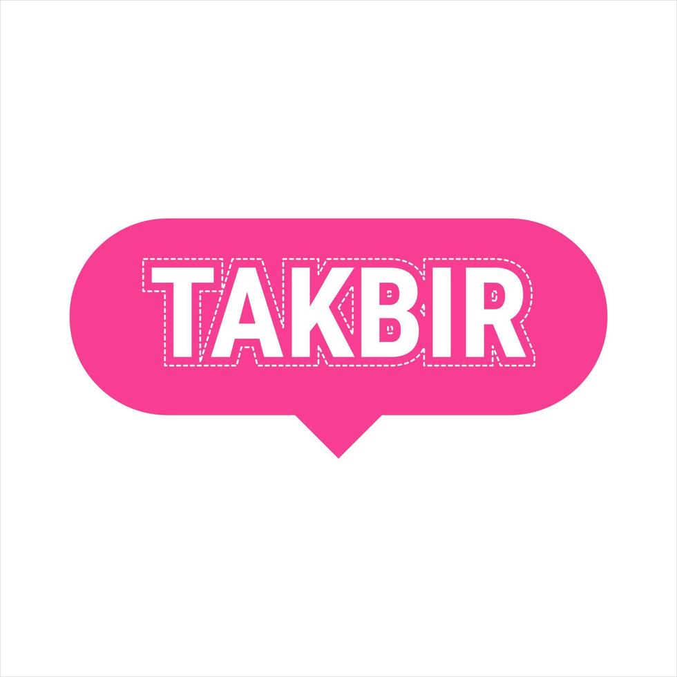 Takbir Allahu Akbar Pink Vector Callout Banner with Call to Prayer for Ramadan