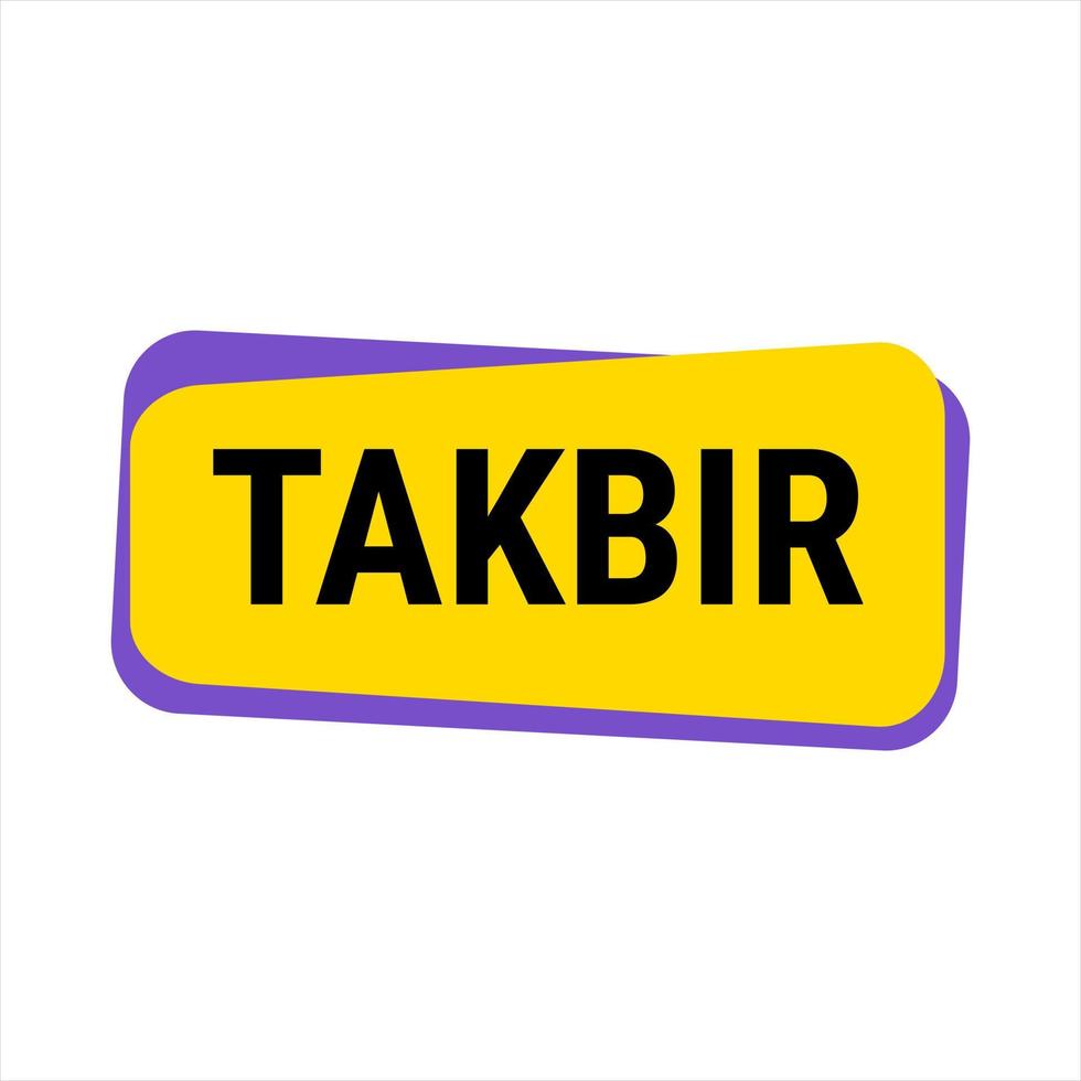 Takbir Allahu Akbar Yellow Vector Callout Banner with Call to Prayer for Ramadan