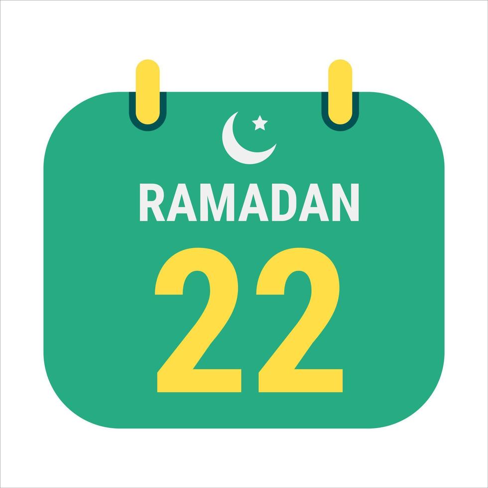 22nd Ramadan Celebrate with White and Golden Crescent Moons. and English Ramadan Text. vector
