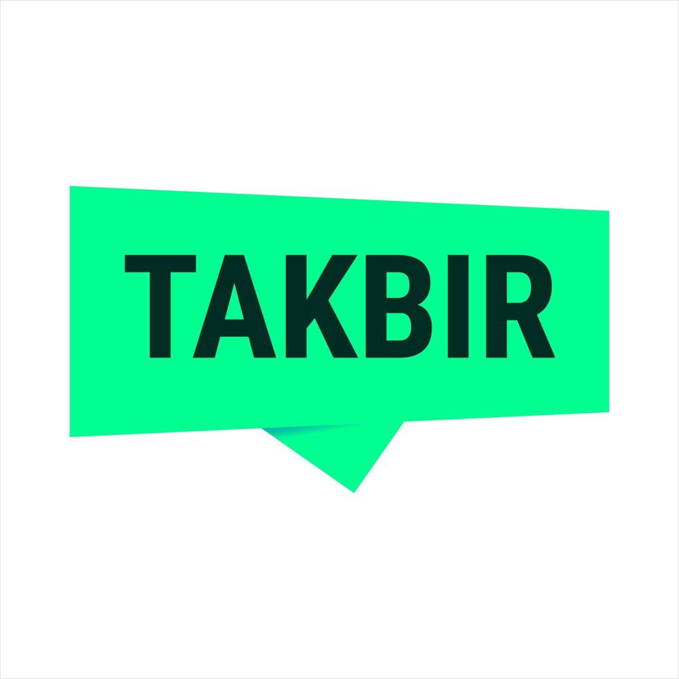 Takbir Allahu Akbar Green Vector Callout Banner with Call to Prayer for Ramadan