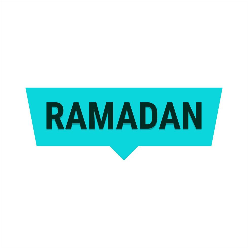 Ramadan Kareem Turquoise Vector Callout Banner with Moon and Arabic Typography