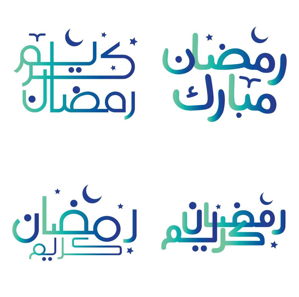 Gradient Green and Blue Arabic Calligraphy Vector Illustration for the Holy Month of Ramadan.