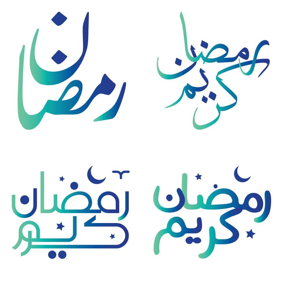 Celebrate Islamic Fasting Month with Gradient Green and Blue Ramadan Kareem Vector Illustration.