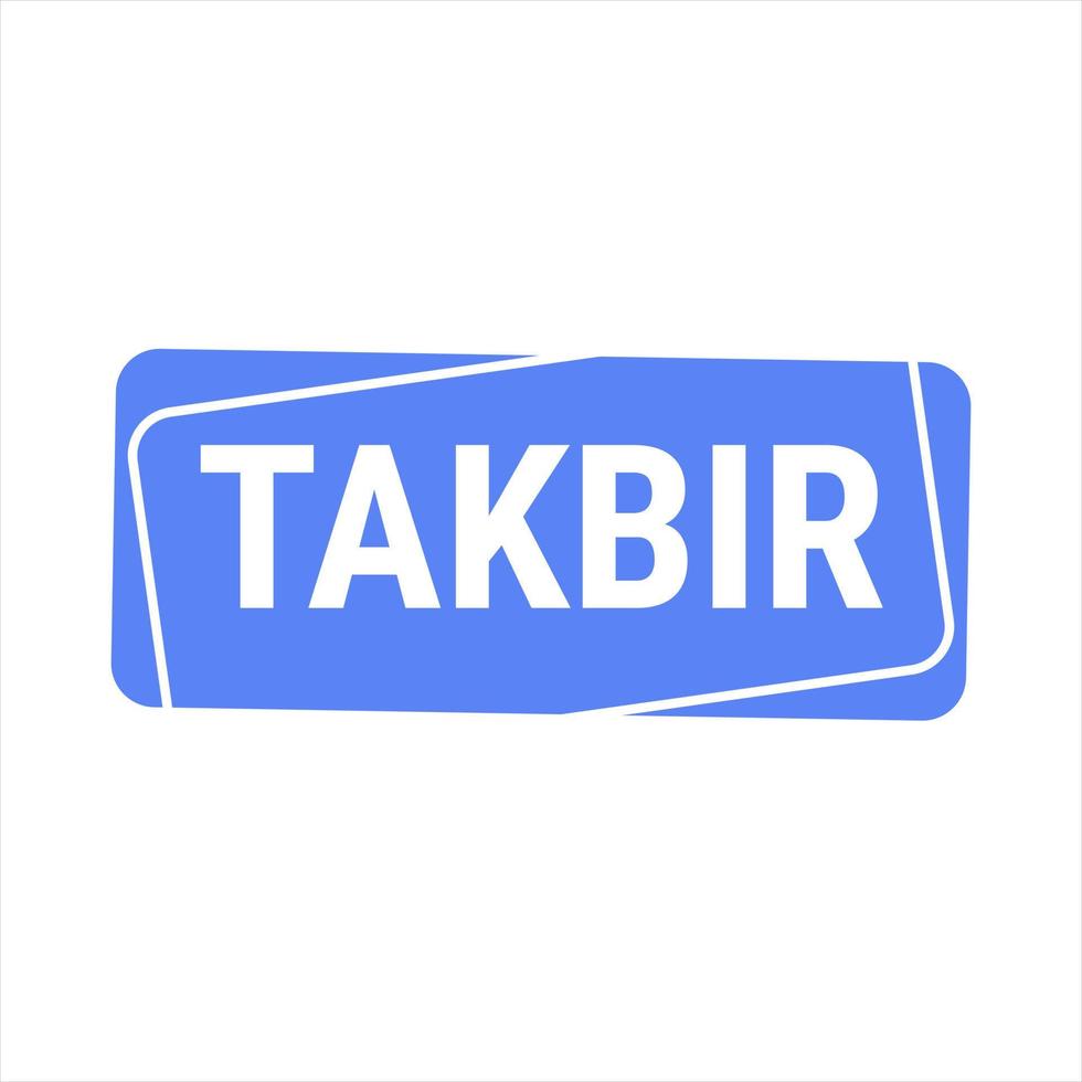 Takbir Allahu Akbar Blue Vector Callout Banner with Call to Prayer for Ramadan