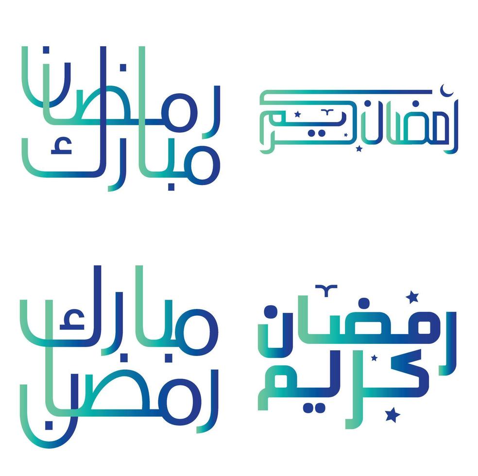 Celebrate Ramadan Kareem with Gradient Green and Blue Islamic Calligraphy Vector Illustration.