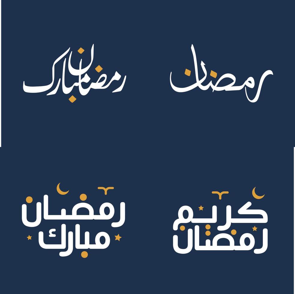Ramadan Kareem Greeting Card with Elegant White Calligraphy and Orange Design Elements. vector