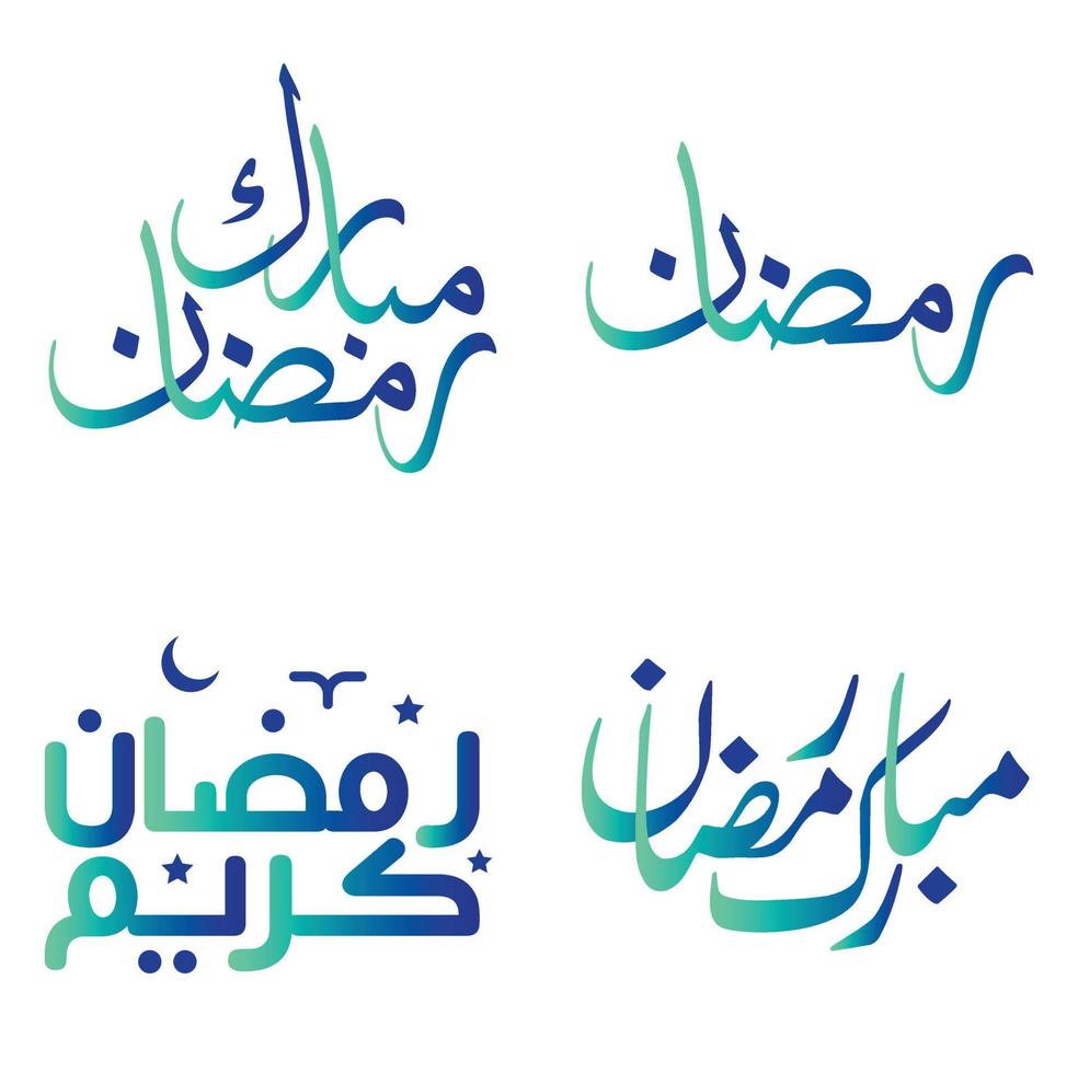 vector ilustración de degradado verde y azul Ramadán kareem deseos con elegante Arábica tipografía.